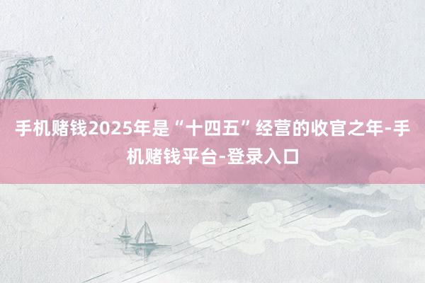 手机赌钱2025年是“十四五”经营的收官之年-手机赌钱平台-登录入口