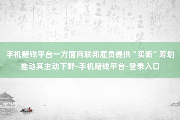 手机赌钱平台一方面向联邦雇员提供“买断”筹划推动其主动下野-手机赌钱平台-登录入口