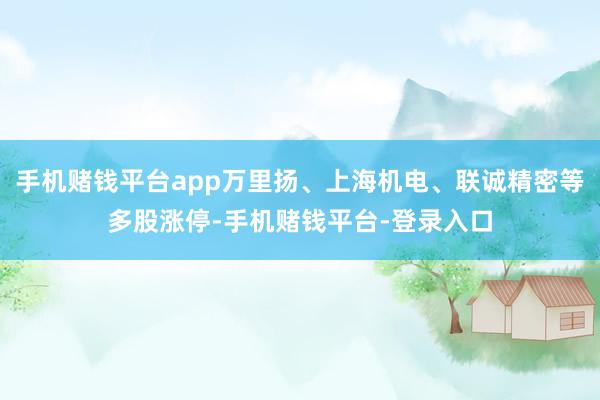 手机赌钱平台app万里扬、上海机电、联诚精密等多股涨停-手机赌钱平台-登录入口