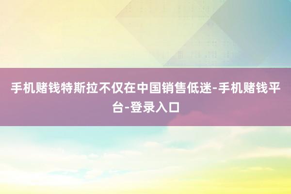手机赌钱特斯拉不仅在中国销售低迷-手机赌钱平台-登录入口
