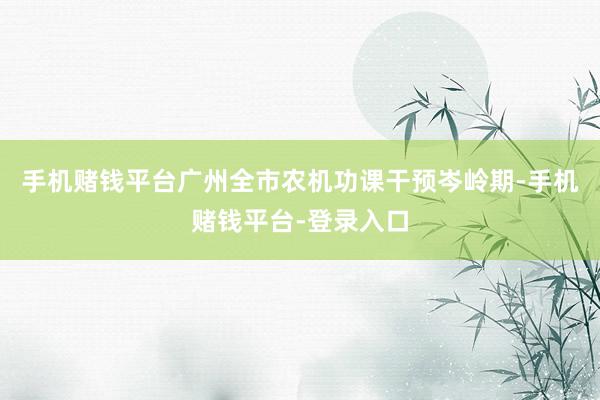 手机赌钱平台广州全市农机功课干预岑岭期-手机赌钱平台-登录入口