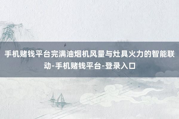 手机赌钱平台完满油烟机风量与灶具火力的智能联动-手机赌钱平台-登录入口