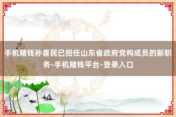 手机赌钱孙喜民已担任山东省政府党构成员的新职务-手机赌钱平台-登录入口