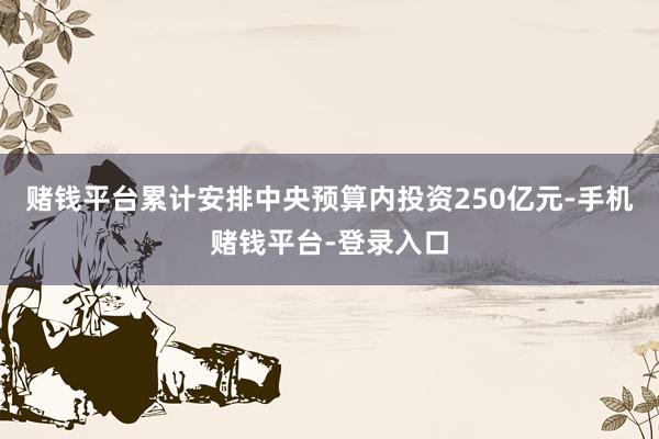 赌钱平台累计安排中央预算内投资250亿元-手机赌钱平台-登录入口