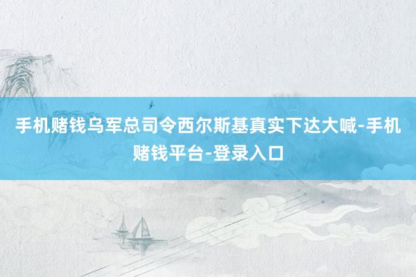 手机赌钱乌军总司令西尔斯基真实下达大喊-手机赌钱平台-登录入口