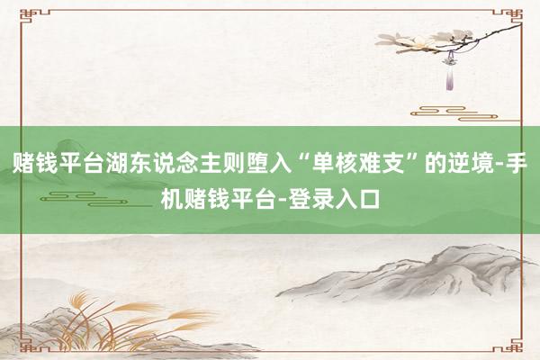 赌钱平台湖东说念主则堕入“单核难支”的逆境-手机赌钱平台-登录入口